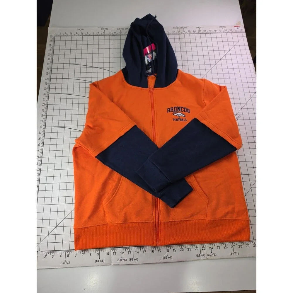 Denver Broncos Football NFL Team Apparel FOCO Orange Full Zip NWT XL